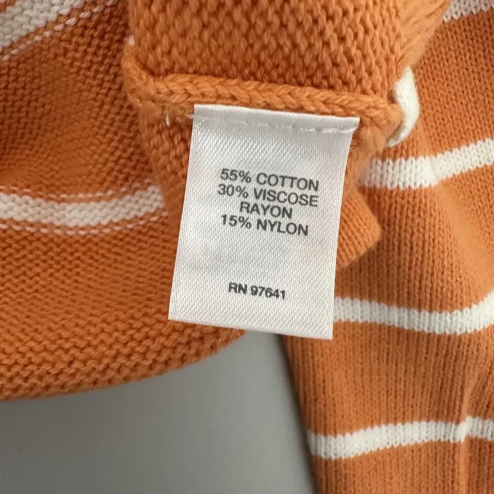 J Jill Sweater Womens XL Orange Striped Knit Boxy‎ Ties Casual Lagenlook Stretch